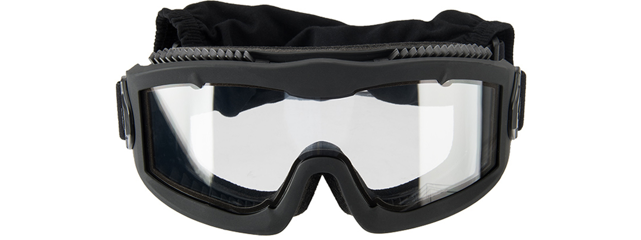 LANCER TACTICAL AERO PROTECTIVE BLACK AIRSOFT GOGGLES (CLEAR LENS) - Click Image to Close