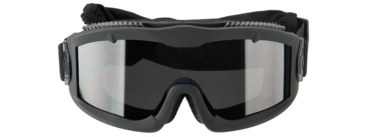 LANCER TACTICAL AERO PROTECTIVE BLACK AIRSOFT GOGGLES (SMOKE LENS) - Click Image to Close