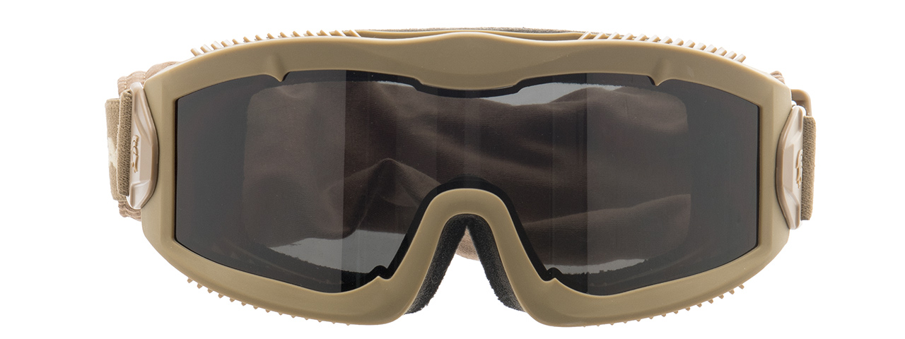 LANCER TACTICAL AERO PROTECTIVE TAN AIRSOFT GOGGLES (SMOKE LENS) - Click Image to Close