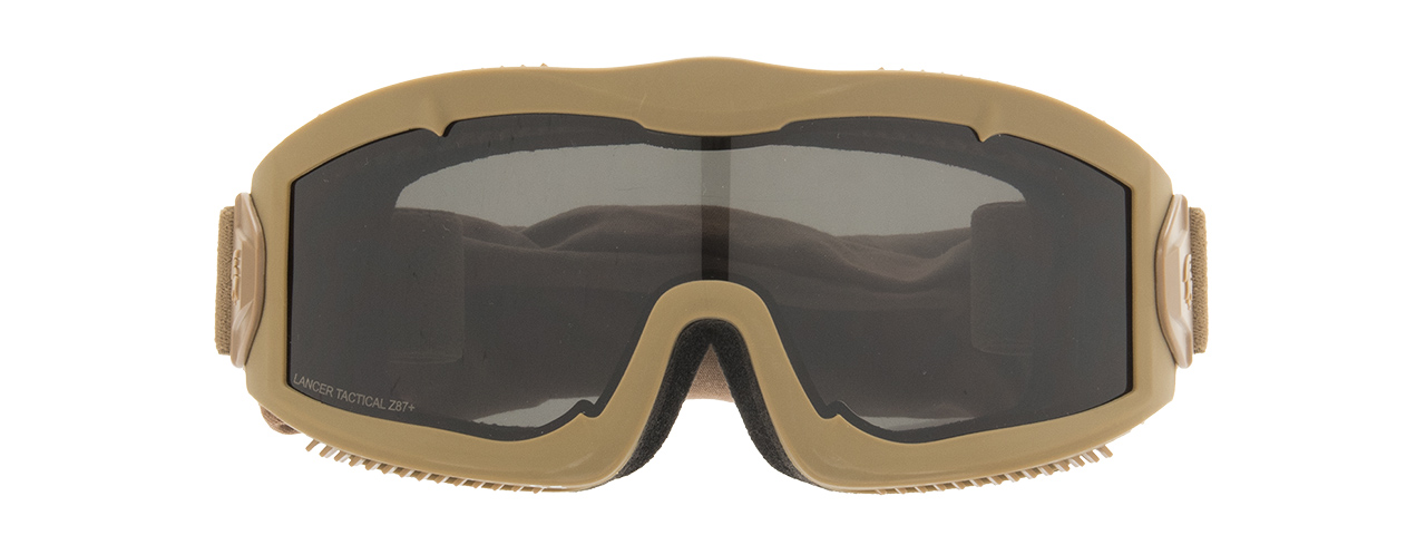 LANCER TACTICAL AERO PROTECTIVE TAN AIRSOFT GOGGLES (SMOKE/YELLOW/CLEAR LENS) - Click Image to Close