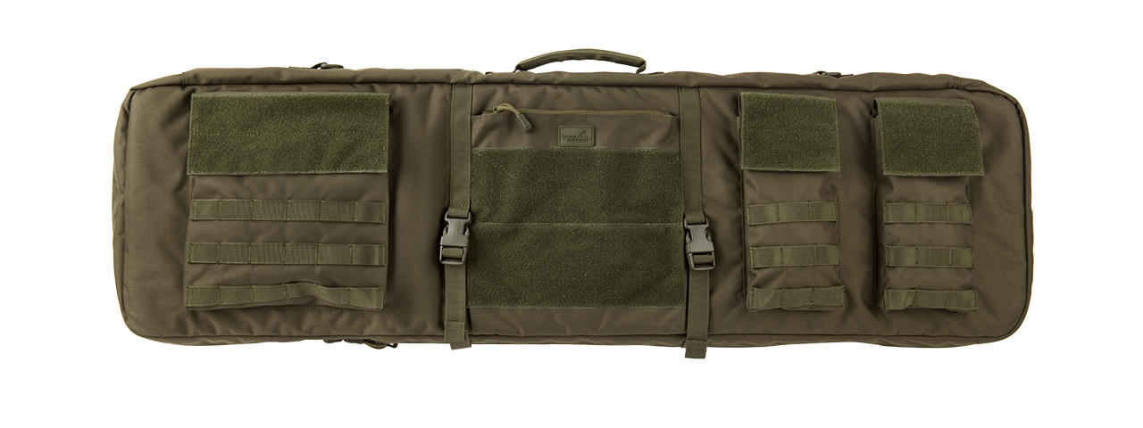 LANCER TACTICAL 1000D NYLON 3-WAY CARRY 43" DOUBLE RIFLE GUN BAG (OD GREEN) - Click Image to Close