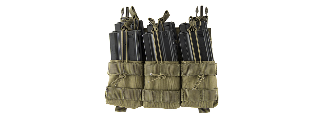 LANCER TACTICAL ADAPTIVE HOOK AND LOOP TRIPLE DUAL MAG POUCH (OD GREEN) - Click Image to Close