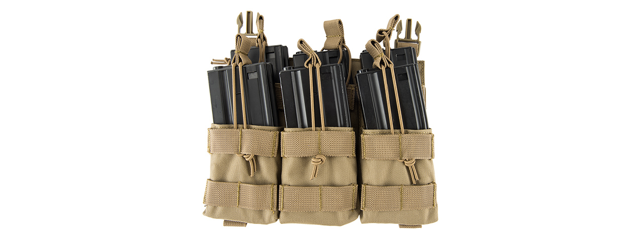 LANCER TACTICAL ADAPTIVE HOOK AND LOOP TRIPLE DUAL MAG POUCH (TAN) - Click Image to Close