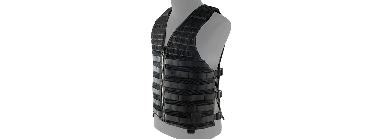 LANCER TACTICAL BREATHABLE MOLLE/PALS ADJUSTABLE MESH VEST (BLACK) - Click Image to Close