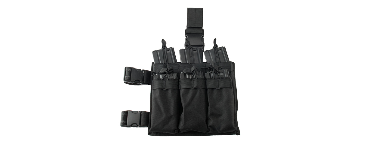 LANCER TACTICAL DROP LEG SIX M4/M16 MAGAZINE PANEL (BLACK) - Click Image to Close