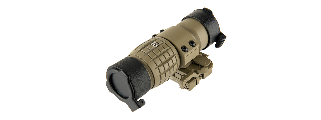 LANCER TACTICAL 1 - 3X ADJUSTABLE MAGNIFIER W/ QD MOUNT (TAN) - Click Image to Close