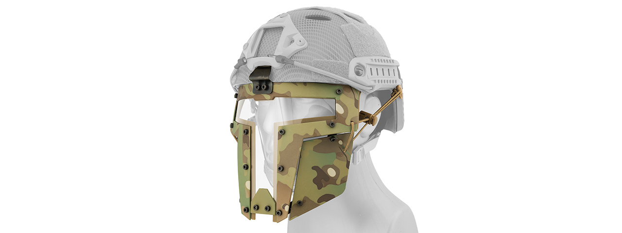 T-SHAPED WINDOWED ATTACHMENT FACE MASK FOR FAST/BUMP HELMETS (CAMO) - Click Image to Close