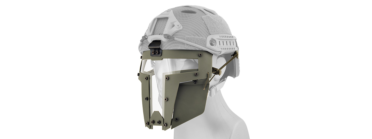 T-SHAPED WINDOWED ATTACHTMENT FACE MASK FOR FAST/BUMP HELMETS (OD GREEN) - Click Image to Close