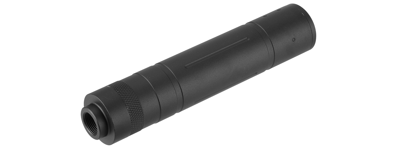 LANCER TACTICAL 155MM ALUMINUM SLOT-CUT MOCK SUPPRESSOR (BLACK) - Click Image to Close