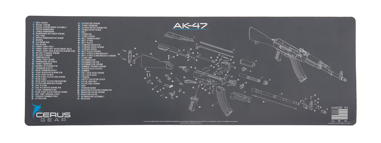 CERUS GEAR SCHEMATICS FOR AK47 RIFLE PROMAT GUN MAT (GRAY) - Click Image to Close