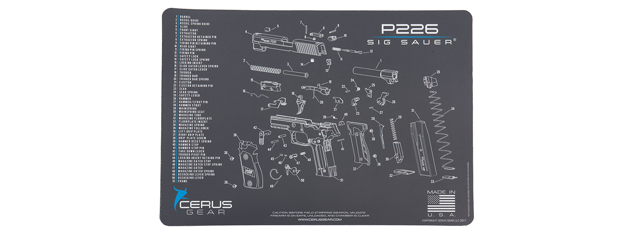 CERUS GEAR SCHEMATICS FOR SIG SAUER P226 PROMAT PISTOL MAT (GRAY) - Click Image to Close