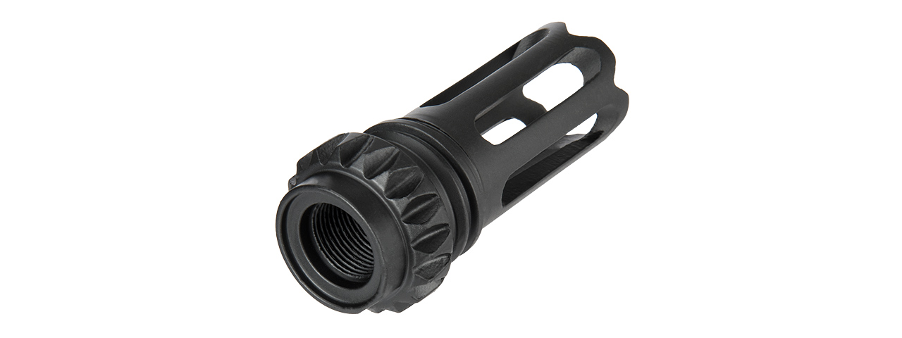 M034 Steel 14mm CCW SCAR Style Airsoft Flashhider (BLACK) - Click Image to Close