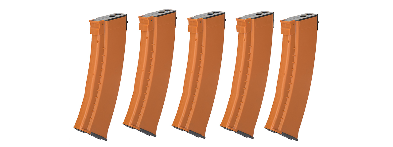 E&L 5X 74N MID-CAP 120RDS AEG MAGAZINE BOX SET (ORANGE) - Click Image to Close