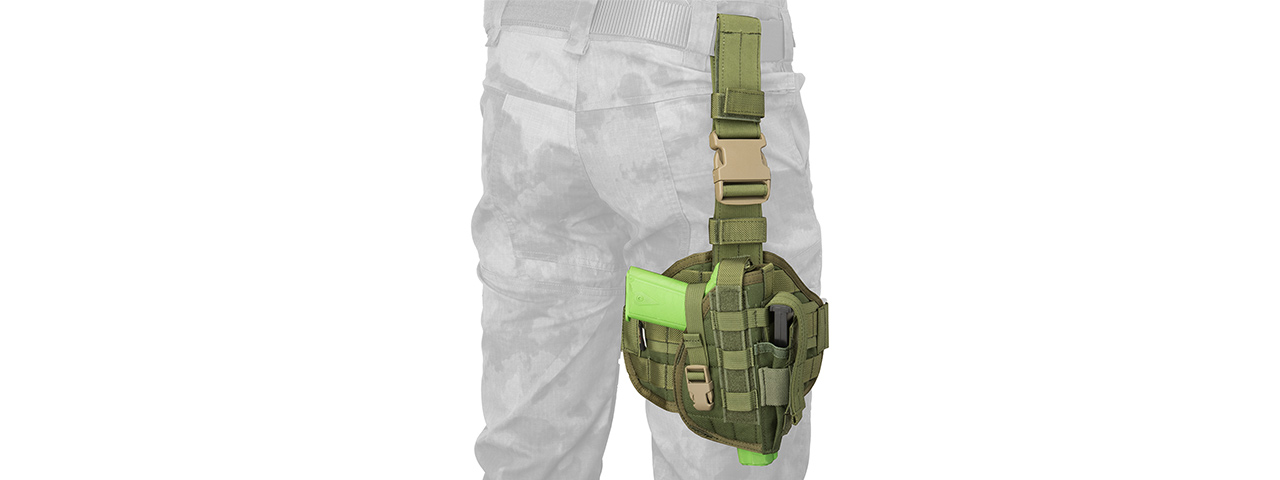 Flyye Industries Tactical Drop Leg MOLLE Pistol Holster (OD GREEN) - Click Image to Close