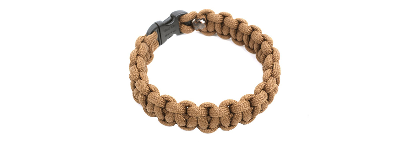 FLYYE INDUSTRIES MIL-SPEC PARACORD SURVIVAL BRACELET - COYOTE BROWN - Click Image to Close