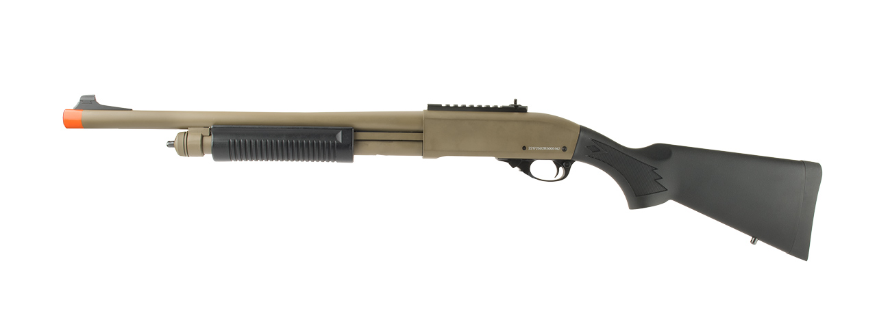 JAG ARMS SCATTERGUN HD AIRSOFT GAS SHOTGUN (STANDARD TUBE) (TAN) - Click Image to Close