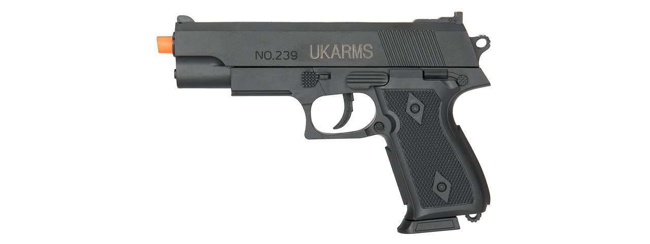 UKARMS POLYMER SPRING OPERATED 7" INCH BB PISTOL (BLACK) - Click Image to Close