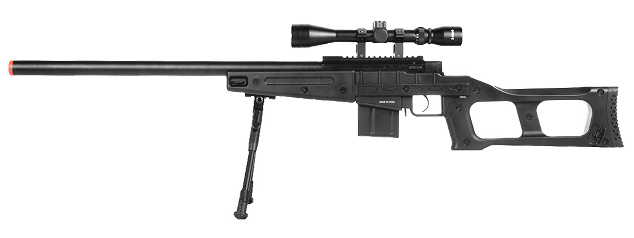 WellFire MK96 Covert Airsoft Sniper Rifle w/ Scope & Bipod (BLACK) - Click Image to Close