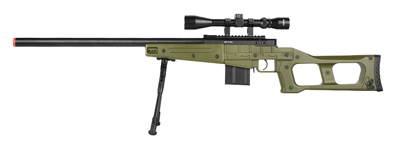 MB4408D MK96 Covert Airsoft Sniper Rifle w/ Scope & Bipod (OD GREEN) - Click Image to Close