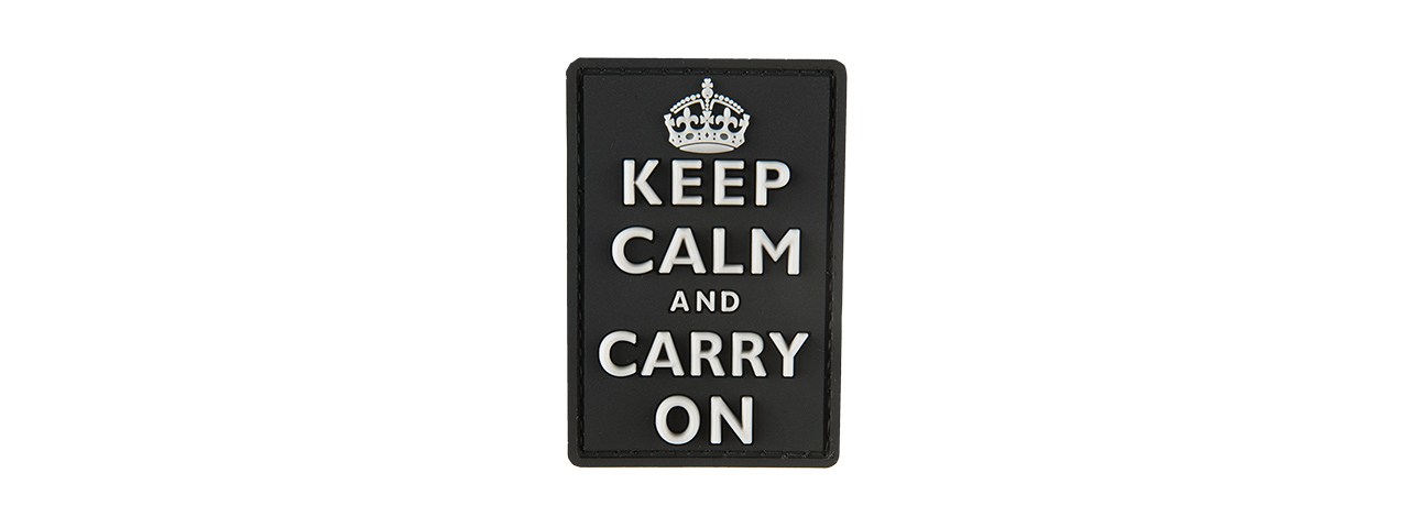 G-FORCE KEEP CALM AND CARRY ON PVC MORALE PATCH (BLACK) - Click Image to Close