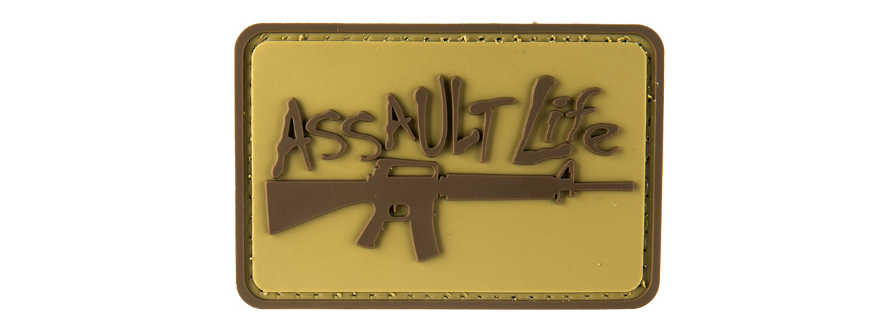 G-FORCE ASSAULLT LIFE PVC MORALE PATCH (TAN) - Click Image to Close