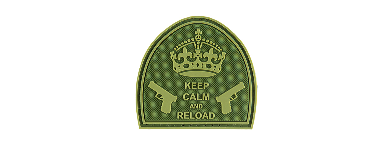 G-FORCE KEEP CALM AND RELOAD PVC MORALE PATCH (OD GREEN) - Click Image to Close