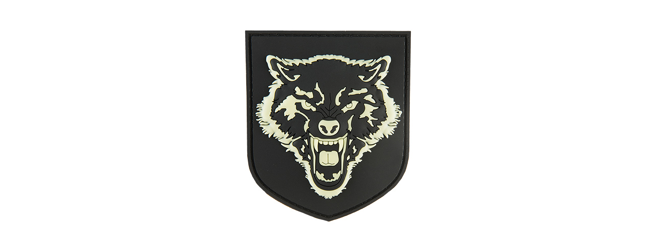 G-FORCE WOLF GLOW-IN-THE DARK PVC MORALE PATCH (BLACK) - Click Image to Close
