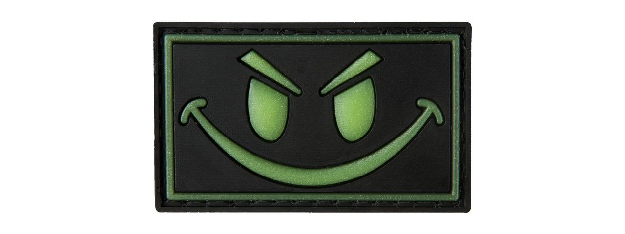 G-FORCE GLOW-IN-THE-DARK SINISTER SMILE PVC MORALE PATCH (BLACK) - Click Image to Close