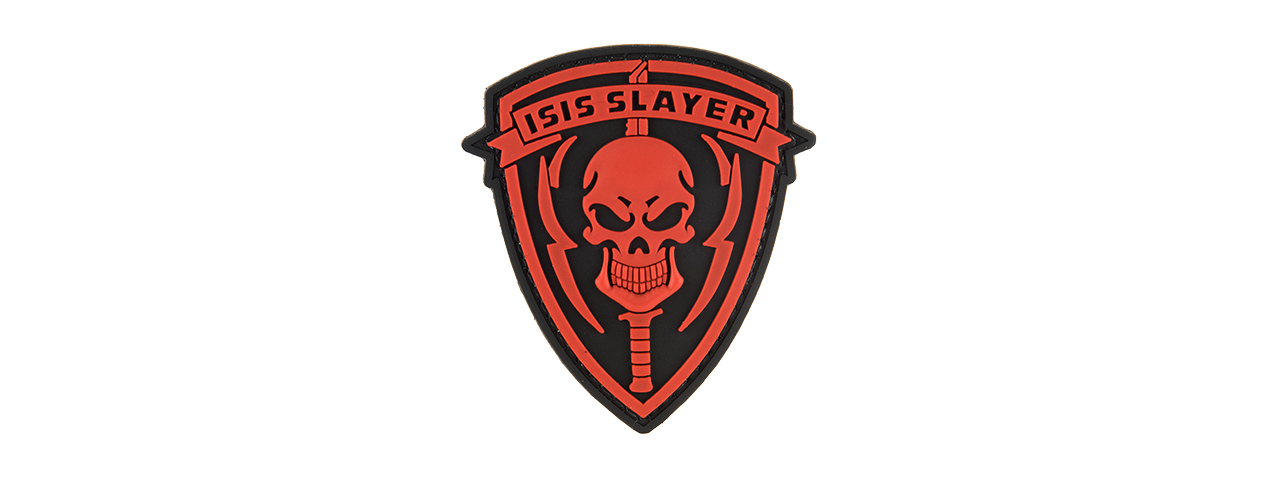 G-FORCE ISIS SLAYER KNIFE AND SKULL PVC MORALE PATCH (RED) - Click Image to Close