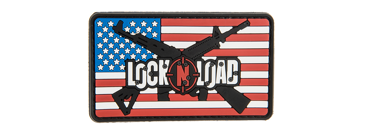 G-FORCE LOCK N LOAD AMERICAN FLAG AND RIFLE PVC MORALE PATCH - Click Image to Close