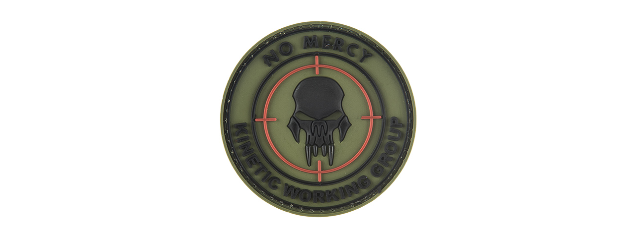 G-FORCE NO MERCY ROUND PVC MORALE PATCH (OD GREEN) - Click Image to Close