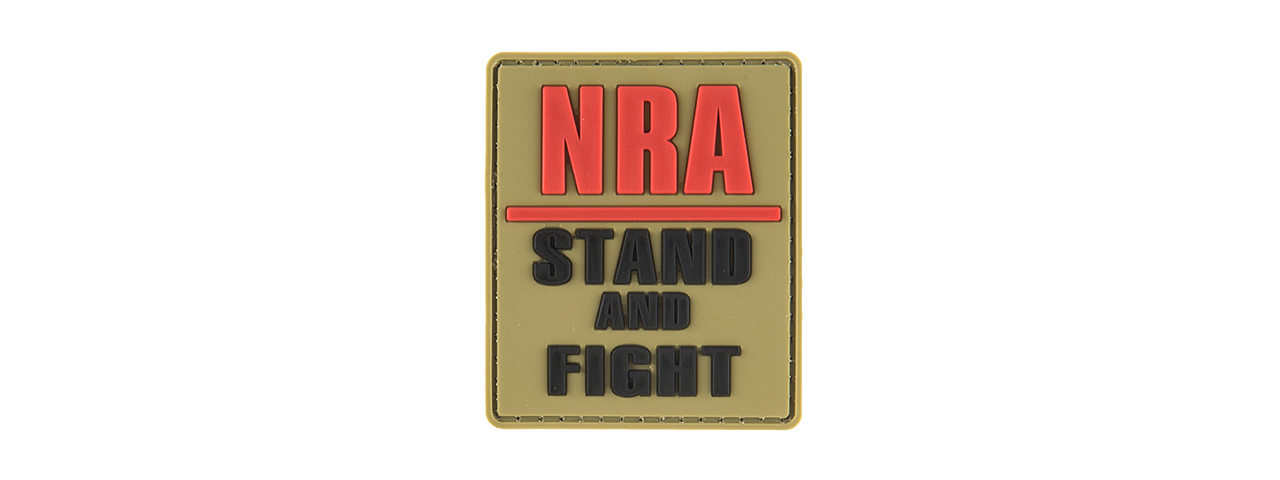 G-FORCE NRA STAND AND FIGHT PVC MORALE PATCH (TAN) - Click Image to Close