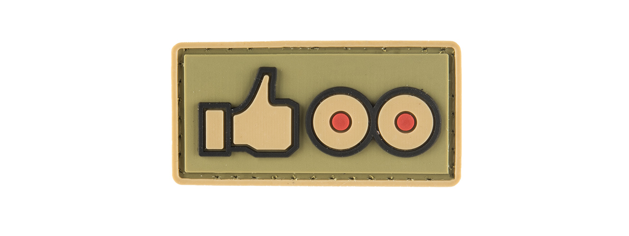 G-FORCE THUMBS UP LIKE SMALL PVC MORALE PATCH (TAN) - Click Image to Close