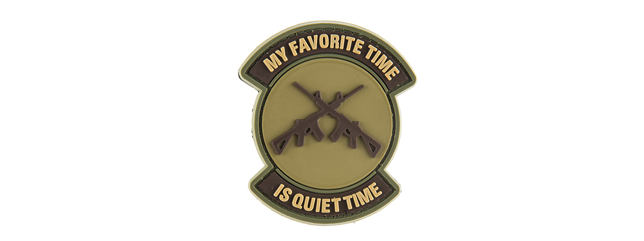 G-FORCE MY FAVORITE TIME IS QUIET TIME PVC MORALE PATCH (TAN) - Click Image to Close