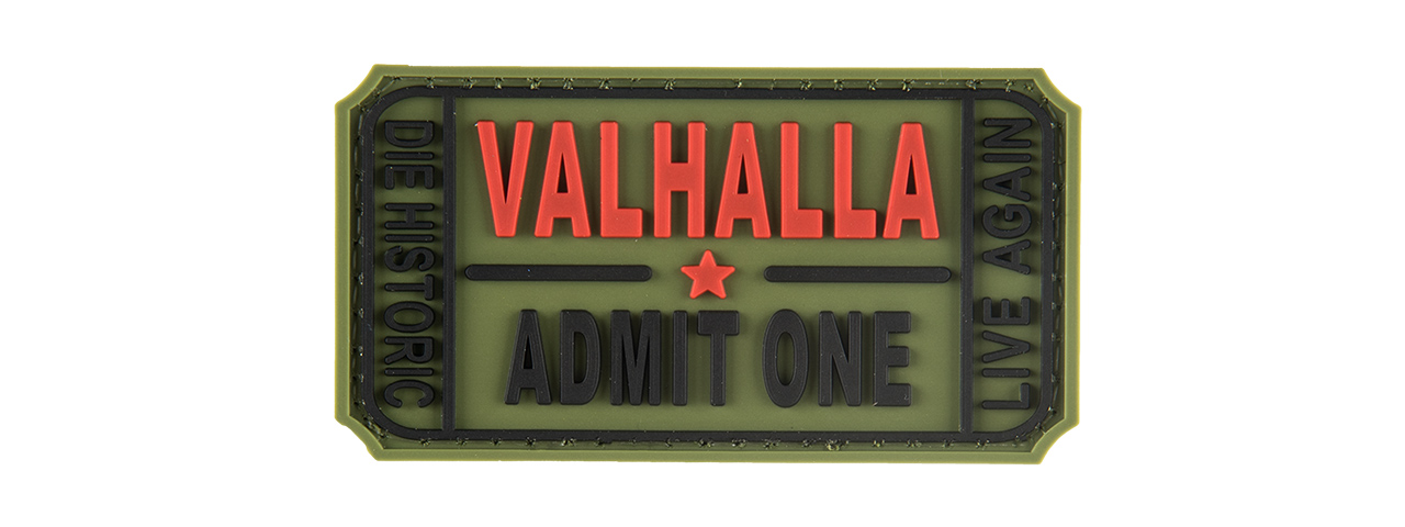 G-FORCE VALHALLA ADMIT ONE PVC MORALE PATCH (OD GREEN) - Click Image to Close