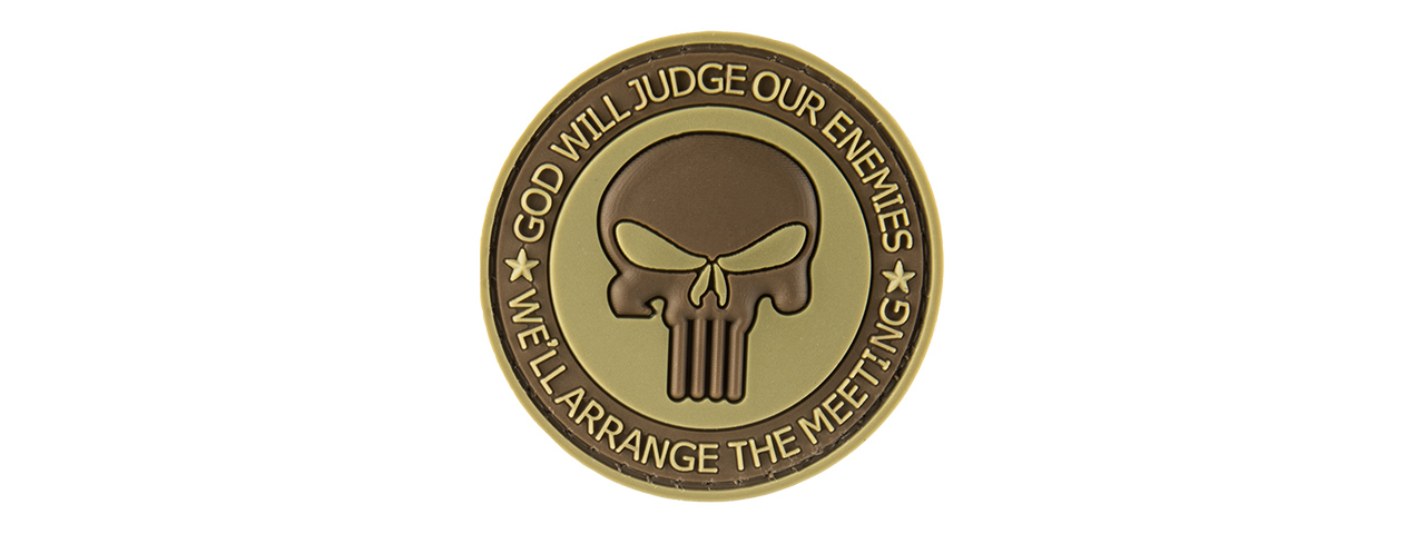 GOD WILL JUDGE OUR ENEMIES PVC MORALE PATCH (TAN) - Click Image to Close