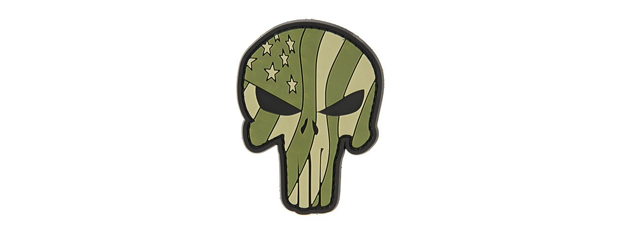 G-FORCE PUNISHER FLAG (GREEN WAVING US FLAG PUNISHER PVC MORALE PATCH) - Click Image to Close