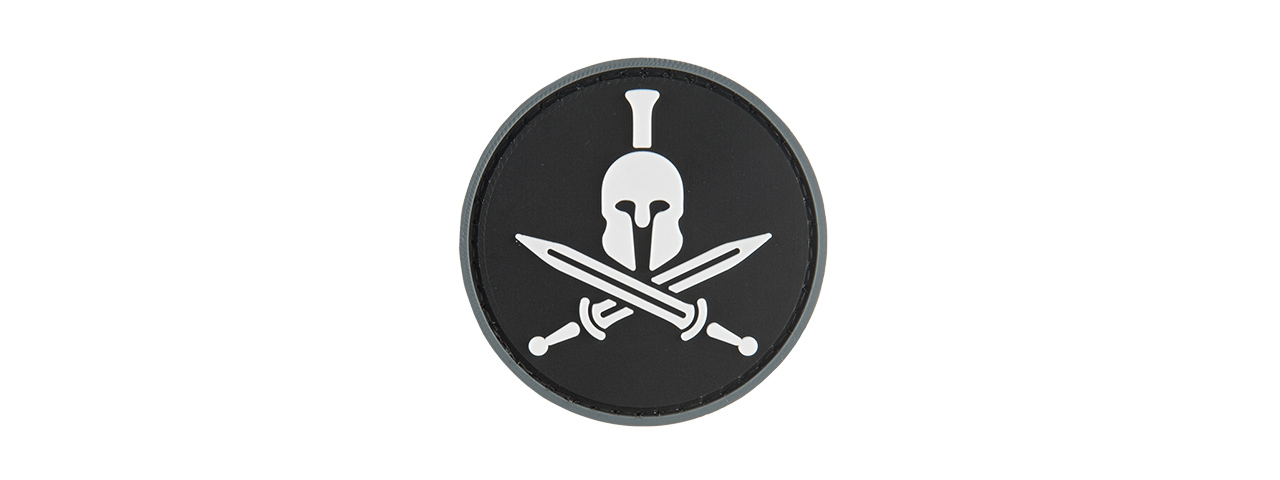 G-FORCE SPARTAN MOLON LABE ROUND PVC MORALE PATCH (BLACK) - Click Image to Close