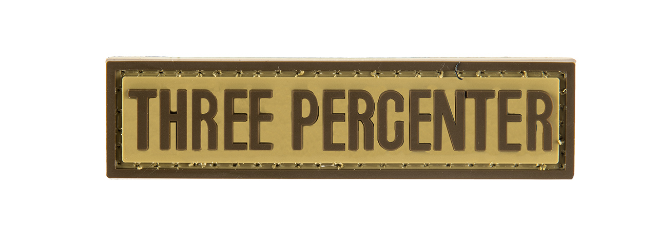G-FORCE THREE PERCENTER PVC MORALE PATCH (TAN) - Click Image to Close