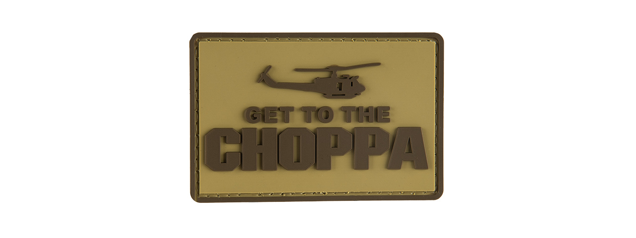 G-FORCE GET TO THE CHOPPA PATCH PVC MORALE PATCH (TAN) - Click Image to Close