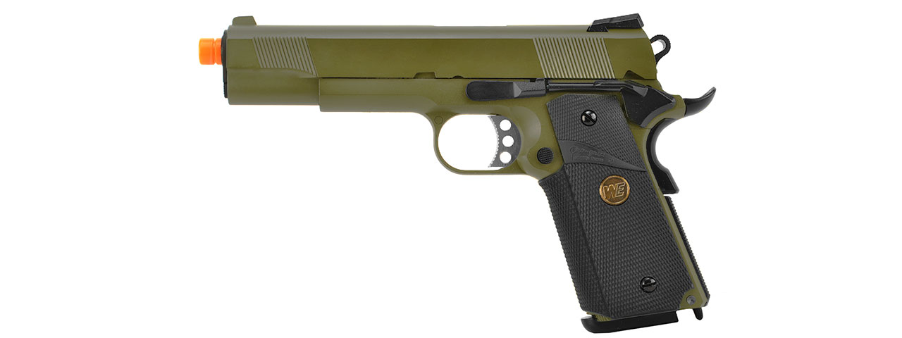 WE Tech 1911 MEU Full Metal Gas Blowback Pistol (OD GREEN) - Click Image to Close