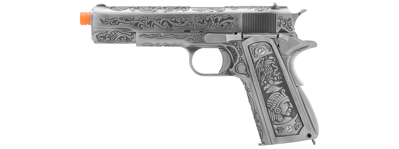 WE Tech Full Metal Gas Blowback Floral Pattern 1911 (SILVER) - Click Image to Close