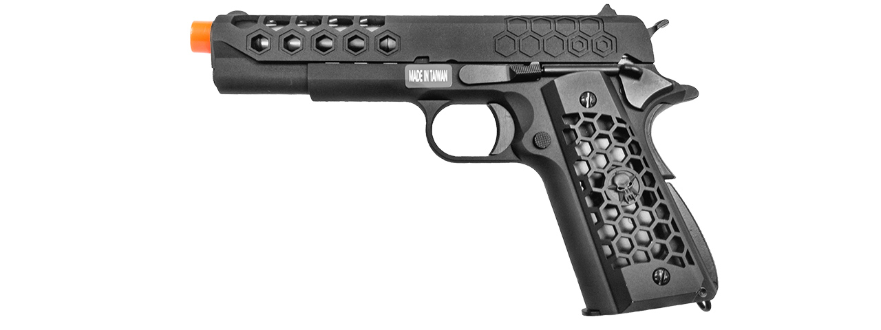 WE Tech 1911 Hex Cut Gen. 2 Gas Blowback Airsoft Pistol (BLACK) - Click Image to Close