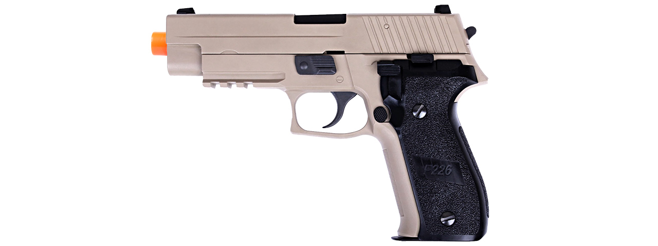 WE Tech F226 Series MK25 Gas Blowback GBB Airsoft Pistol (TAN) - Click Image to Close