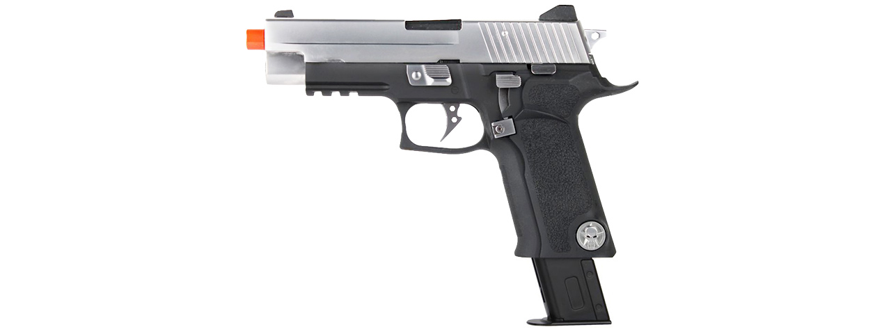 WE Tech Full Metal P-Virus Two-Tone Gas Blowback Airsoft Pistol (BLACK/SILVER) - Click Image to Close