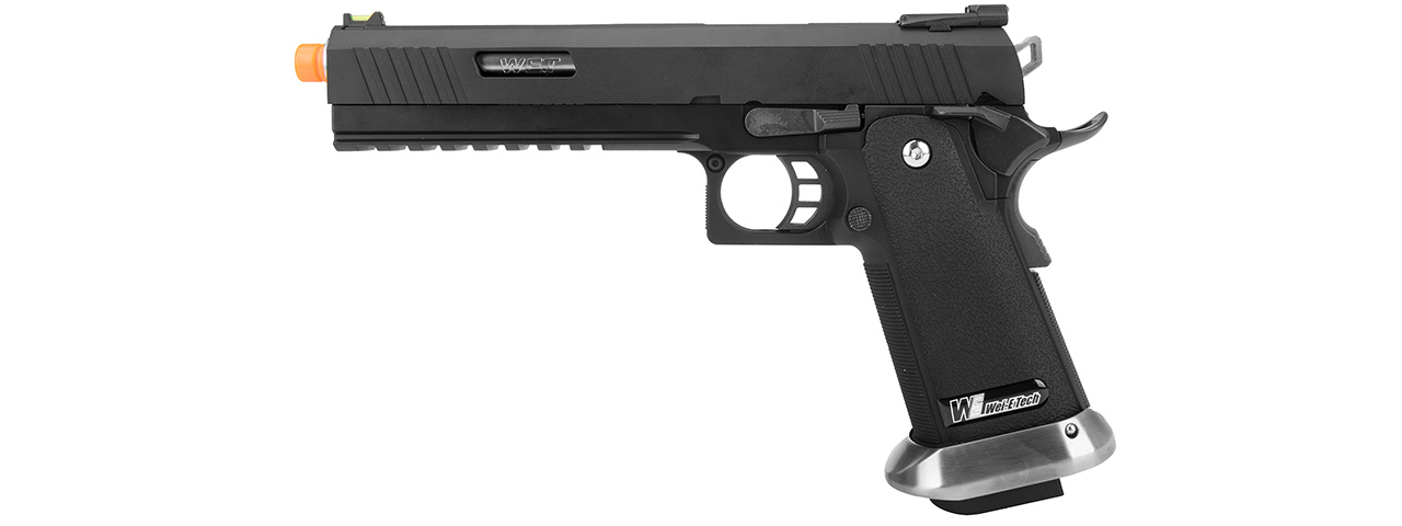 WE Tech 1911 Hi-Capa T-Rex Competition Gas Blowback Airsoft Pistol w/ Sight Mount (BLACK / SILVER) - Click Image to Close