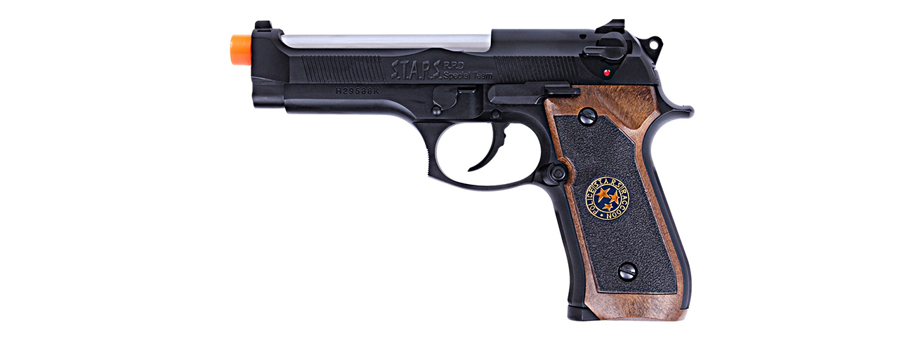 WE Tech RPD Biohazard Samurai Edge M92 GBB Airsoft Pistol (BLACK) - Click Image to Close