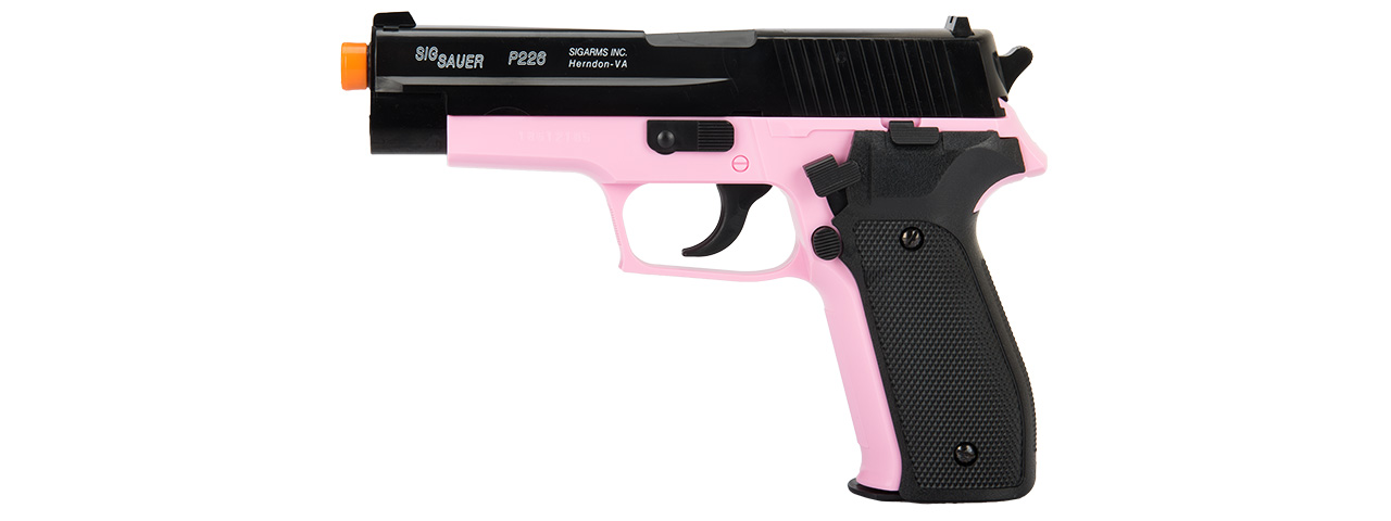 Sig Sauer P226 Spring Airsoft Pistol w/ Spare Magazine (BLACK / PINK) - Click Image to Close