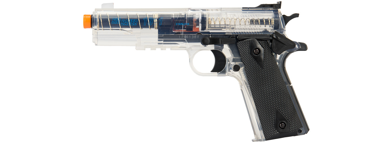 Sig Sauer GSR 1911 Spring Airsoft Pistol w/ Spare Magazine (BLACK / CLEAR) - Click Image to Close