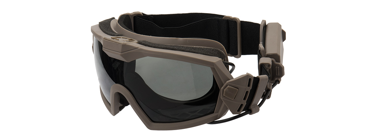 G-Force Full Seal Airsoft Goggles w/ Built-In Fan [Clear Lens] (TAN) - Click Image to Close